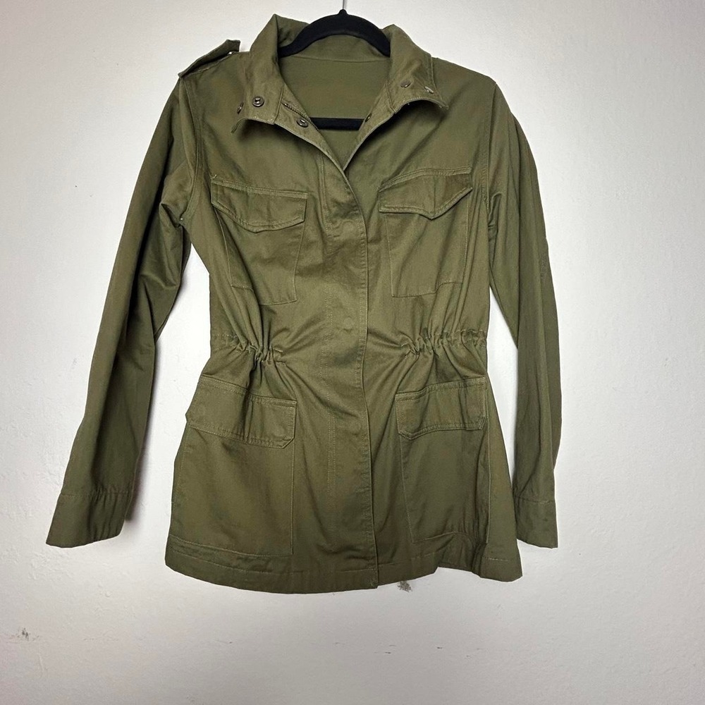 Y2K-style gorpcore military Jacket S no brand green cotton drawstring waist